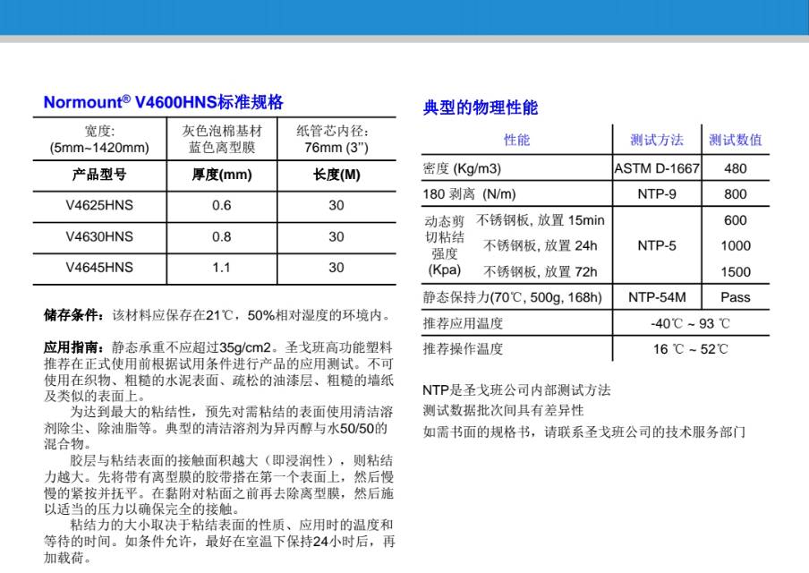 替代  V4630HNS（圣戈班Pu泡棉雙面膠）