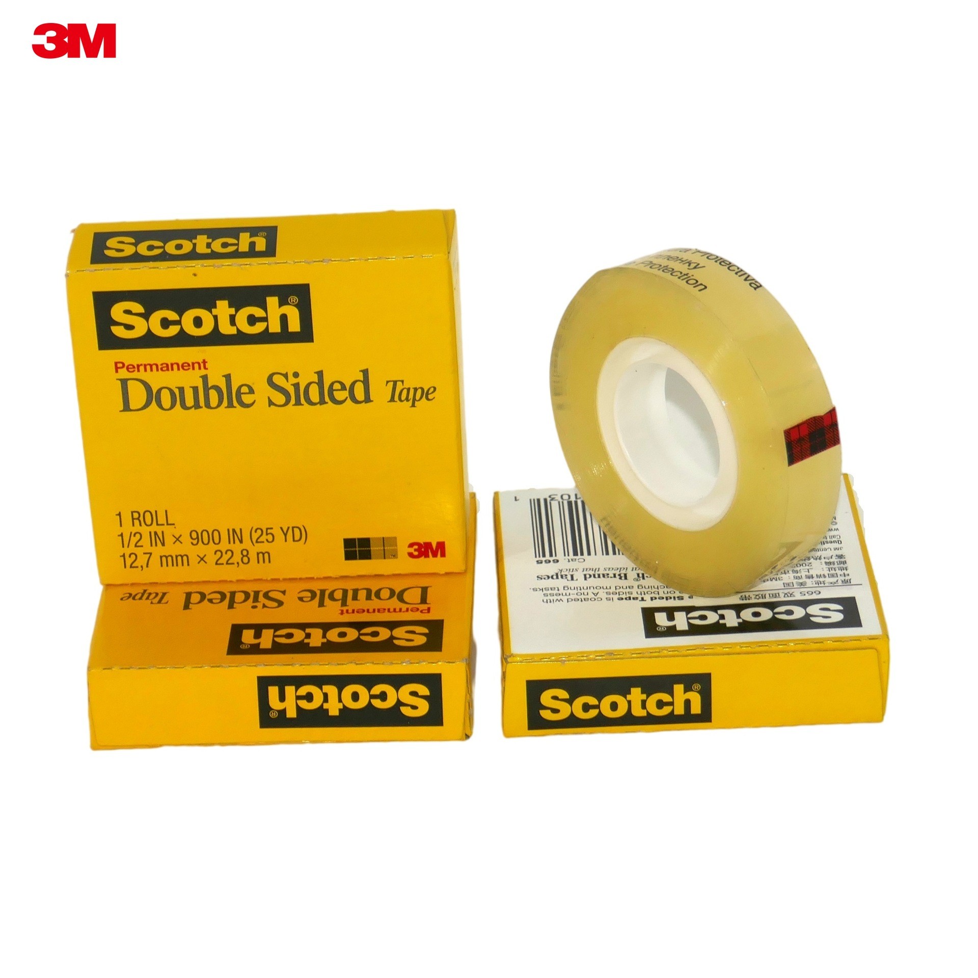 3M665透明雙面膠帶Scotch思高美國膠貼電子百格測試文具辦公1/2寬